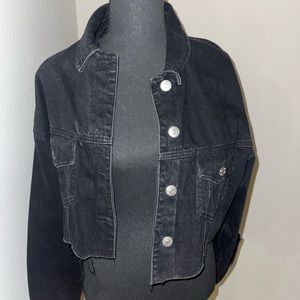 Zara ripped crop denim jacket